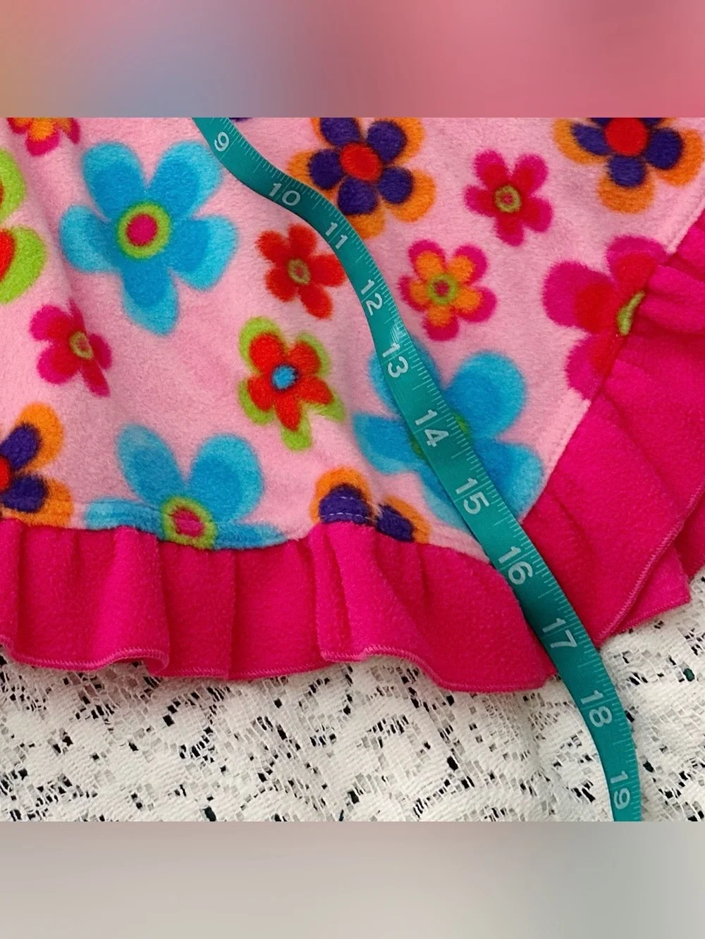 Pink Floral Girls Size 5 / 6 Poncho Fleece Hooded Colorful Multicolor Mack & Co